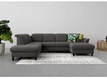 Wohnlandschaft SIT & MORE "Maggiore U-Form", grau (fango), B:312cm H:88cm T:224cm, 95% Polyester, 5% Polyamid, Sofas, Wohnlandschaft, wahlweise mit Kopfteilverstellung, Bettfunktion und Stauraum