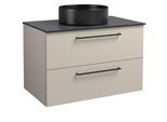 Waschtisch WELLTIME "Joy, Waschbeckenunterschrank inkl.Waschbecken, Badmöbel", grau (taupe), B:81cm H:65,5cm T:46,5cm, Waschtische, Waschtisch, Breite 100 cm, mit Soft-Close-Funktion, FSC-zertifiziert