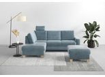 Ecksofa HOME AFFAIRE "Summer L-Form", blau (blau, grau), B:236cm H:91cm T:170cm, 100% Polyester, Sofas, Ecksofa, mit Ottomane, wahlweise mit Bettfunktion und Bettkasten, Cord-Bezug