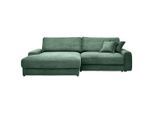 Carryhome Ecksofa, Dunkelgrün, Kunststoff, 3-Sitzer, Füllung: Schaumstoff,Hohlfaser, Ottomane links, L-Form, 300x180 cm, Rücken echt, Wohnzimmer, Sofas & Couches, Wohnlandschaften, Ecksofas