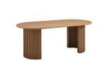 Mid.you Esstisch, Eiche, Holz, Holzwerkstoff, Weide, furniert, oval, Sockel, 200x75x100 cm, Esszimmer, Tische, Esstische, Esstische oval