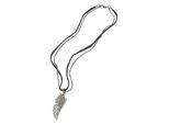 Kette mit Anhänger FIRETTI "mit Flügelanhänger", silber (schwarz, altsilberfarben), Halsketten, Damen, Leder Metall, L: 52, Leder, Metall