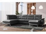 Wohnlandschaft SIT & MORE "Astoria U-Form", grau, B:327cm H:91cm T:225cm, 100% Polyester, Sofas, Wohnlandschaft, wahlweise mit motorischer Relaxfunktion