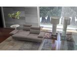 3-Sitzer CALIA ITALIA "Toby Wing, 208 cm breit, Designsofa mit hohem Sitzkomfort", grau (sabbia quebec), B:208cm H:90cm T:113cm, Synthetische Faser (100% Polyester), Sofas, 3-Sitzer, inklusive Sitztiefenverstellung, Füße in Chrom glänzend