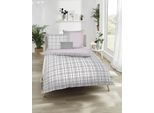 Wendebettwäsche KAEPPEL "Plaid", rosa (rose), B/L: 155cm x 220cm, 1 Stk., 1 Stk., Mako-Satin, B/L: 80cm x 80cm, 2 Stk., Mako-Satin, Obermaterial: 100% Baumwolle, Bettwäsche, Wendebettwäsche, angenehm wärmend