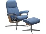 Relaxsessel STRESSLESS "Consul", blau (lazuli blau), B:78cm H:97cm T:70cm, Sessel, Relaxsessel, mit Cross Base, Größe S, M & L, Holzakzent Eiche, in 2 Bezugsqualitäten lieferbar