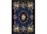 Teppich THEKO "Flomi Floral", blau, B:160cm H:3mm L:230cm, Baumwolle, Kunstfaser, Teppiche, Teppich, gewebt, Blumen Design, ideal im Wohnzimmer & Schlafzimmer