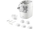 PHILIPS Nudelmaschine "Pastamaker HR2660/00 Avance Collection", weiß (weiß, silber), B:22,9cm H:32,2cm T:32,7cm, Nudelmaschinen, inkl. Form-, Knet- und Pressfunktion und 6 Formscheiben, Nudelmaschine