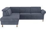 Ecksofa HOME AFFAIRE "Calypso L-Form", grau (grau, blau), B:259cm H:85cm T:227cm, 100% Polyester, Sofas, Ecksofa, mit Relaxfunktion motorisch im Sofa 2,5- Sitzer
