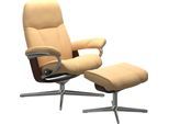 Relaxsessel STRESSLESS "Consul", gelb, B:78cm H:97cm T:70cm, Sessel, Relaxsessel, mit Cross Base, Größe S, M & L, Holzakzent Braun