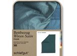 Bettbezug SCHLAFGUT "Premium Bettbezug Woven Fade Satin (1 St)", bunt (petrol deep, grün deep), B:155cm L:220cm, Mako-Satin, Obermaterial: 100% Baumwolle, Bettbezüge, Ton-in-Ton Reißverschluss, Fadendichte von 300tc, Streifen, OEKO Tex
