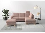 Ecksofa HOME AFFAIRE "Summer L-Form", rosa (altrosa), B:236cm H:91cm T:170cm, 95% Polyester, 5% Polyamid, Sofas, Ecksofa, mit Ottomane, wahlweise mit Bettfunktion und Bettkasten, Cord-Bezug