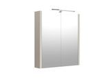 Badezimmerspiegelschrank WELLTIME "Joy, Badmöbel, mit Beleuchtung, Wandmontage", grau (taupe), B:58,2cm H:65cm T:12cm, FSC-zertifizierter Holzwerkstoff, Schränke, mit Spiegeltüren und LED, IP 44, FSC-zertifiziert