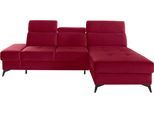 Ecksofa HOME AFFAIRE "Cardiz L-Form", rot, B:246cm H:83cm T:173cm, Webstoff (100% Polyester);Luxus-Microfaser Paris (90% Polyester/10% Polyamid);Struktur fein (100% Polyester);Samtoptik (100% Polyester), Sofas, Ecksofa, inkl.Kopfteilverstellung und Federkern wahlweise mit Bettfunktion