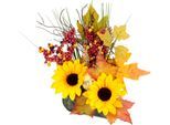 Kunstblume I.GE.A. "Gesteck aus Sonnenblumen auf Stein", gelb (gelb, orange), B:20cm H:28cm L:12cm, Polyester, Kunstpflanzen, Künstliche Blumen Herbstgesteck Deko Ornamente für Halloween