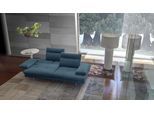3,5-Sitzer CALIA ITALIA "Toby Wing, 228 cm breit, Designsofa mit erstklassigem Sitzkomfort", blau (turchese quebec), B:228cm H:90cm T:113cm, Synthetische Faser (100% Polyester), Sofas, 3 5-Sitzer, inklusive Sitztiefenverstellung, Füße in Chrom glänzend