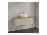 Villeroy und Boch Antao Waschtisch-Unterschrank K31151HJ 100x36x50cm, Hahnloch, Waschbeckenplattenfarbe honey oak, silk grey matt lacquer