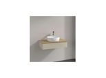 Villeroy und Boch Antao Waschtisch-Unterschrank L08151HJ mit Beleuchtung, 1 Auszug, 800 x 190 x 500 mm, Front mit Struktur, Silk Grey Matt Lacquer / Honey Oak