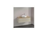 Villeroy und Boch Antao Waschtisch-Unterschrank L20011HJ mit Beleuchtung, 2 Auszüge, 1000 x 360 x 500 mm, Front ohne Struktur, Silk Grey Matt Lacquer / Honey Oak