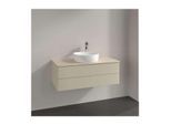Villeroy und Boch Antao Waschtisch-Unterschrank L20053HJ mit Beleuchtung, 2 Auszüge, 1000 x 360 x 500 mm, Front ohne Struktur, Silk Grey Matt Lacquer / Botticino