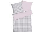 Wendebettwäsche KAEPPEL "Plaid", rosa (rosé), B/L: 140cm x 200cm, 1 Stk., 1 Stk., Seersucker, B/L: 70cm x 90cm, 2 Stk., Seersucker, Obermaterial: 100% Baumwolle, Bettwäsche, Wendebettwäsche, angenehm wärmend