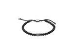 Armband FOSSIL "Schmuck Geschenk Edelstahl Textil VINTAGE CASUAL", schwarz (edelstahlfarben, schwarz, schwarz), Armbänder, Damen, 25cm, Edelstahl Textil, Edelstahl, Textil, Armband, mit Lavastein