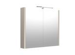 Badezimmerspiegelschrank WELLTIME "Joy, Badmöbel, mit Beleuchtung, Wandmontage", grau (taupe), B:78,2cm H:65cm T:12cm, FSC-zertifizierter Holzwerkstoff, Schränke, mit Spiegeltüren und LED, IP 44, FSC-zertifiziert