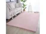Hochflor-Teppich AYYILDIZ TEPPICHE "POUFFY 5100", rosa (rose), B:200cm H:20mm L:290cm, Polyester, Teppiche, Läufer, weicher glatter Softflor, Kaninchen Fell Haptik, waschbar