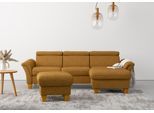 Ecksofa HOME AFFAIRE "Lindgren L-Form", gelb (mustard), B:258cm H:84cm T:169cm, 100% Polyester, Sofas, Ecksofa, wahlweise mit Bett mit klappbaren Rollen, Kasten und Kopfverstellung