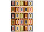 Wollteppich FLAIR RUGS "Retro Blocks mit Hoch-Tief-Effekt", bunt, B:200cm H:10mm L:290cm, Wolle, Teppiche, handgeschnitzter Wollteppich,Wohnzimmer, Schlafzimmer, Esszimmer