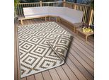 Teppich OTTO HOME "Ronda Wendeteppich" Gr. 2, beige (linen, creme), B:80cm H:5mm L:150cm, Kunstfaser, Teppiche, Teppich, Sisal-Optik, Flachgewebe, In- und Outdoor, geometrisches Boho Design