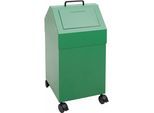 Wertstoffbehälter mit Einwurfklappe, Volumen 45 l, BxHxT 320 x 710 x 310 mm, fahrbar, grün RAL 6024 kaiserkraft