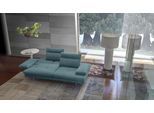 3-Sitzer CALIA ITALIA "Toby Wing, 208 cm breit, Designsofa mit hohem Sitzkomfort", blau (azzurro quebec), B:208cm H:90cm T:113cm, Synthetische Faser (100% Polyester), Sofas, 3-Sitzer, inklusive Sitztiefenverstellung, Füße in Chrom glänzend