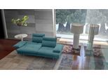 3,5-Sitzer CALIA ITALIA "Toby Wing, 228 cm breit, Designsofa mit erstklassigem Sitzkomfort", blau (azzurro quebec), B:228cm H:90cm T:113cm, Synthetische Faser (100% Polyester), Sofas, 3 5-Sitzer, inklusive Sitztiefenverstellung, Füße in Chrom glänzend