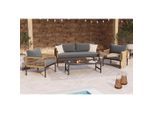 Ambia Garden Loungegarnitur, Anthrazit, Natur, Metall, Kunststoff, Textil, 4-teilig, Füllung: Polyester,Schaumstoff, einzeln stellbar, Rundrohr, 167x67x76 cm, Loungemöbel, Gartenlounge-Sets