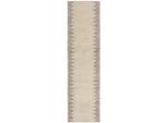 Wollteppich FLAIR RUGS "Minerals Border", beige (natur), B:60cm H:3mm L:230cm, Kunstfaser, Wolle, Teppiche, Wolle, Teppich mit Bordüre, Wohnzimmer, Schlafzimmer, Esszimmer