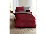 Wendebettwäsche KAEPPEL "Ikat", rot (rubin), B/L: 155cm x 220cm, 1 Stk., 1 Stk., Mako-Satin, B/L: 80cm x 80cm, 2 Stk., Mako-Satin, Obermaterial: 100% Baumwolle, Bettwäsche, Wendebettwäsche, angenehm wärmend