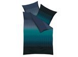 Bettwäsche KAEPPEL "Gradient", blau, B/L: 155cm x 220cm, 1 Stk., 1 Stk., Mako-Satin, B/L: 80cm x 80cm, 2 Stk., Mako-Satin, Obermaterial: 100% Baumwolle, Bettwäsche, Bettwäsche