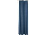 Vorhang WIRTH "Wiessee" Gr. 1, blau, B:75cm H:125cm, Jacquard, Baumwolle, Leinen, Modal, Gardinen