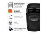 Fellowes AutoMax 200M Aktenvernichter mit Partikelschnitt bis 180 Blatt schwarz