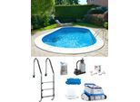 Ovalpool MY POOL BWT "POWER, BxLxH: 400x800x150 cm", blau (folie, blau), B:400cm H:150cm L:800cm, Schwimmbecken, Ovalpool, in 2 Folienfarben erhältlich, inkl. Poolroboter POWER ONE4ALL