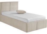 Polsterbett, beige (hellbeige), B:108cm L:210cm, Bezug. Hochwertiger Breitcord, 100% Polyester pflegeleicht, Polsterung: Polsterwatte, Material Gestell: gepolsterter Holzwerkstoff, WESTFALIA SCHLAFKOMFORT, Betten, Polsterbett