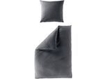 Bettwäsche BIERBAUM "4135", anthrazit, B/L: 135cm x 200cm, 1 Stk., 1 Stk., Jersey, B/L: 80cm x 80cm, 2 Stk., Jersey, Obermaterial: 50% Polyester, 25% Baumwolle, 25% Viskose, Bettwäsche, Bettwäsche, Jersey-Melange, bügelfrei, designed in Germany