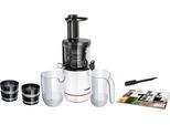 BOSCH Slow Juicer "VitaExtract MESM500W, vitaminschonendes Entsaften, Kaltpresse", schwarz-weiß (weiß, schwarz), B:15,2cm H:42,7cm T:15,2cm, Entsafter, sehr leise, leichte Reinigung, für hartes Obst und Gemüse, weiß, Slow Juicer