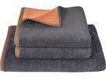 Handtuch Set DYCKHOFF "Golden Shades Rhomb", rosa (kupfer), 3 Stk., Walkfrottier, Walkfrottier, Obermaterial: 100% Baumwolle, Handtuch-Sets, Handtuch Set, 2 Handtücher (50x100cm), 1 Duschtuch (70x140cm)