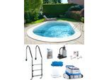 Ovalpool MY POOL BWT "POWER, BxLxH: 400x800x150 cm", beige (folie, sand), B:400cm H:150cm L:800cm, Schwimmbecken, Ovalpool, in 2 Folienfarben erhältlich, inkl. Poolroboter POWER ONE4ALL
