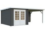 Gartenhaus PALMAKO "Ella", grau (dunkelgrau, weiß), ohne Fußboden, ohne Dacheindeckung, Massivholz, Gartenhäuser, Gartenhaus, verschiedene Farben