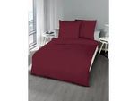 Bettwäsche KAEPPEL "Uni", rot (bordeaux), B/L: 155cm x 220cm, 1 Stk., 1 Stk., Seersucker, B/L: 80cm x 80cm, 2 Stk., Seersucker, Obermaterial: 100% Baumwolle, Bettwäsche, Bettwäsche, Unifarben