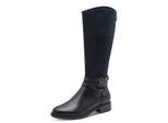 Stiefel TAMARIS, Damen, Gr. 37, Normalschaft, navy, Leder, Lederimitat, Textil, Veloursleder, unifarben, Schuhe Stiefel, Blockabsatz, Langschaftstiefel mit Touch it-Ausstattung