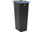 eurokraft pro Wertstoffsammler, 1-fach-Sammler, 80 l, Rahmen blau, Deckel mit Schlitz